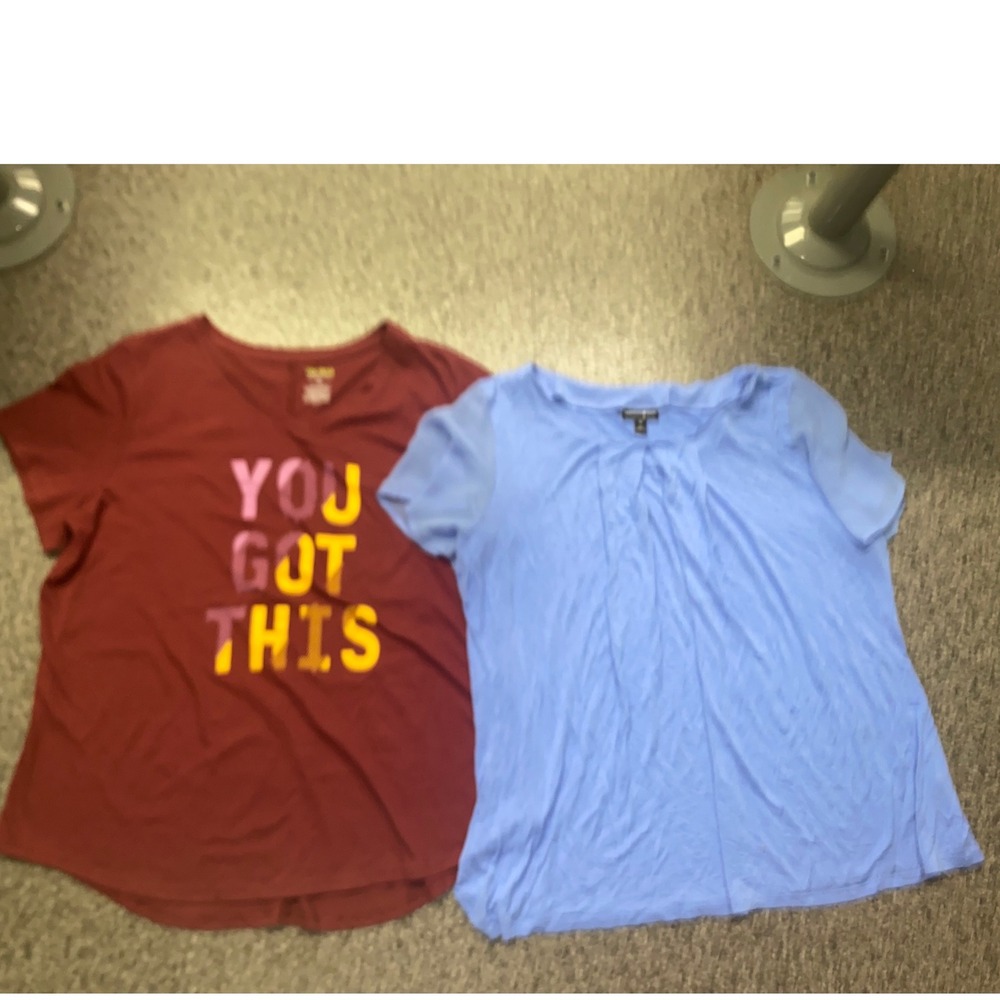 Tek Gear Fashion Bug Tops Women 1X Burgundy‎ Blue Excellent Graphic Pleat Bundle